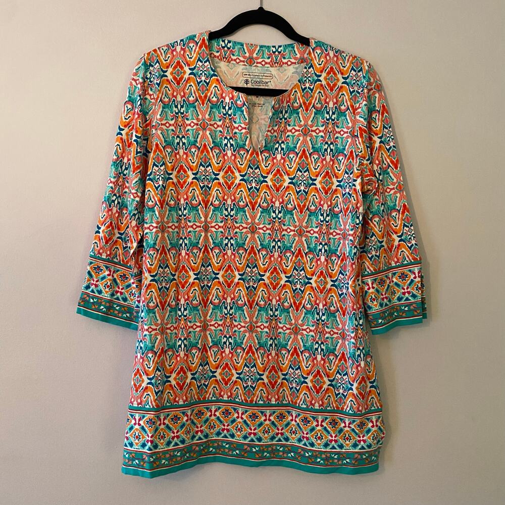 Coolibar Multicolor UPF 50+ UV Sun Protection St. Lucia Tunic Top Beach Medium